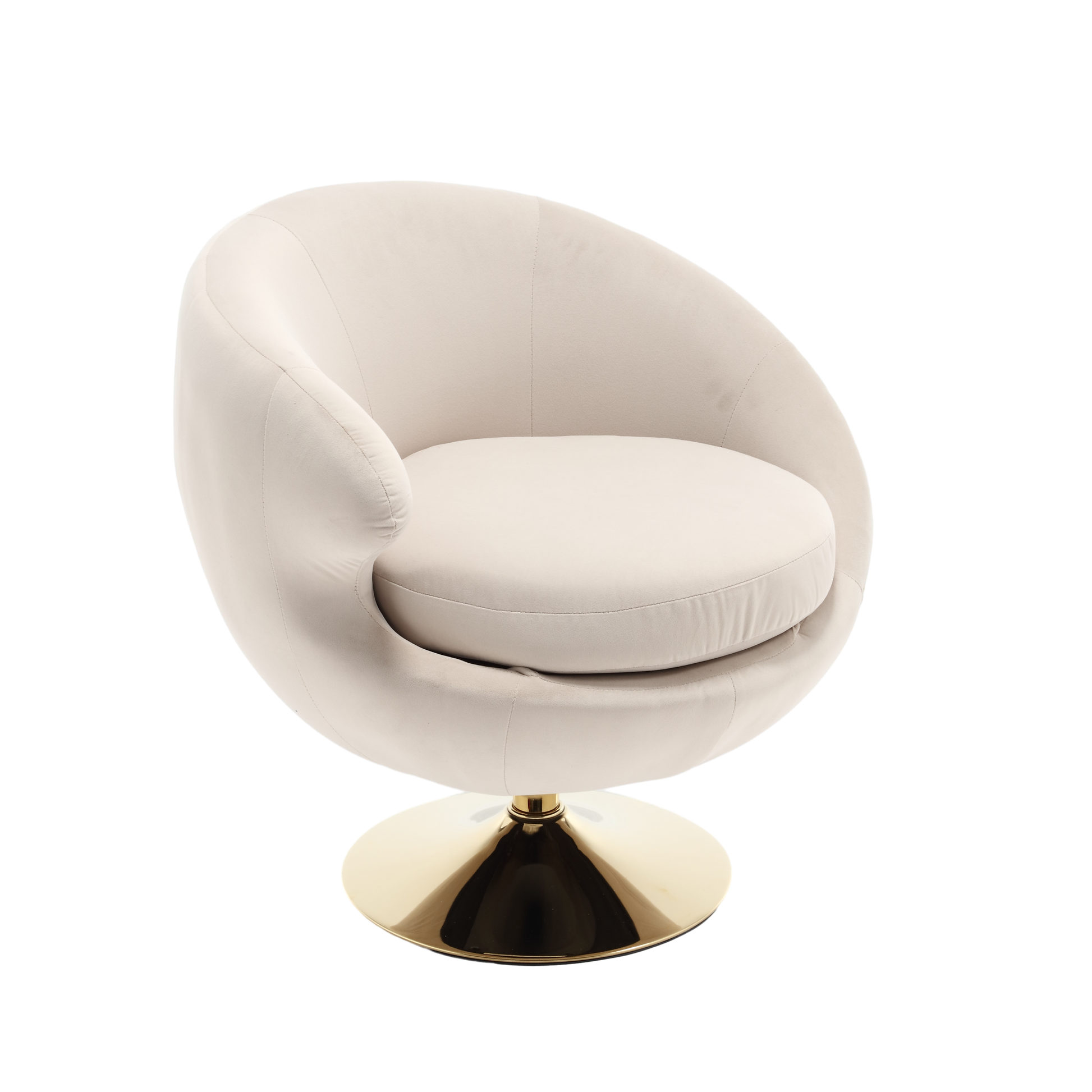 360 Degree Swivel Cuddle Barrel Accent Chairs, Round Armchairs With Wide Upholstered, Fluffy Fabric Chair For Living Room, Bedroom, Office, Waiting Rooms Beige Velvet