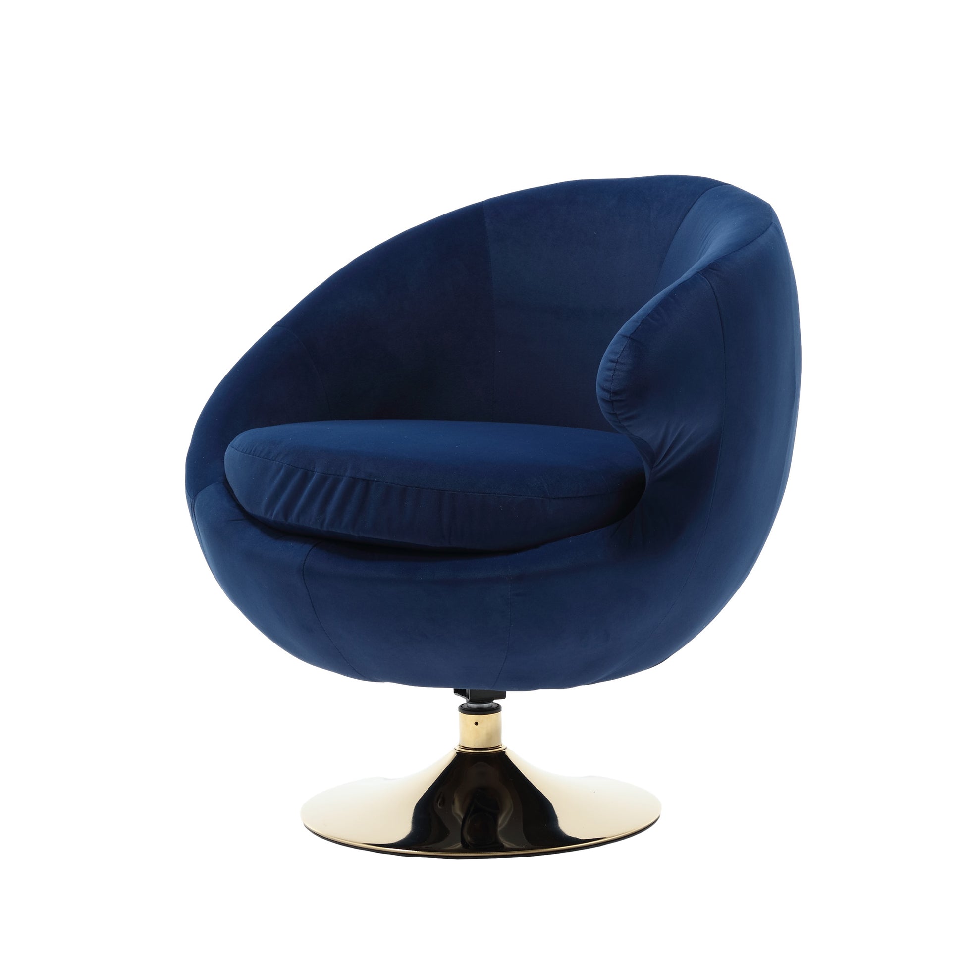 360 Degree Swivel Cuddle Barrel Accent Chairs, Round Armchairs With Wide Upholstered, Fluffy Fabric Chair For Living Room, Bedroom, Office, Waiting Rooms Navy Velvet