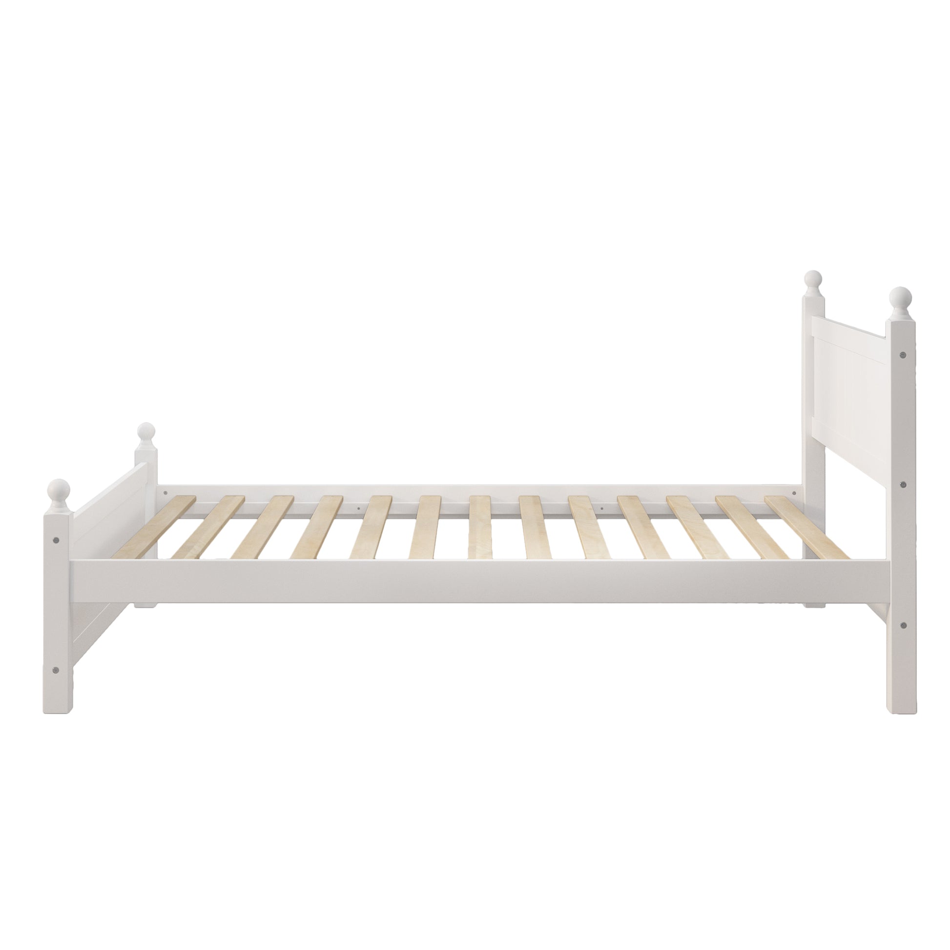 Full Size Solid Wood Platform Bed Frame For Kids, Teens, Adults, No Need Box Spring, White Box Spring Not Required Full White Wood Bedroom Mid Century Modern,Modern Pine Bed Frame Wood