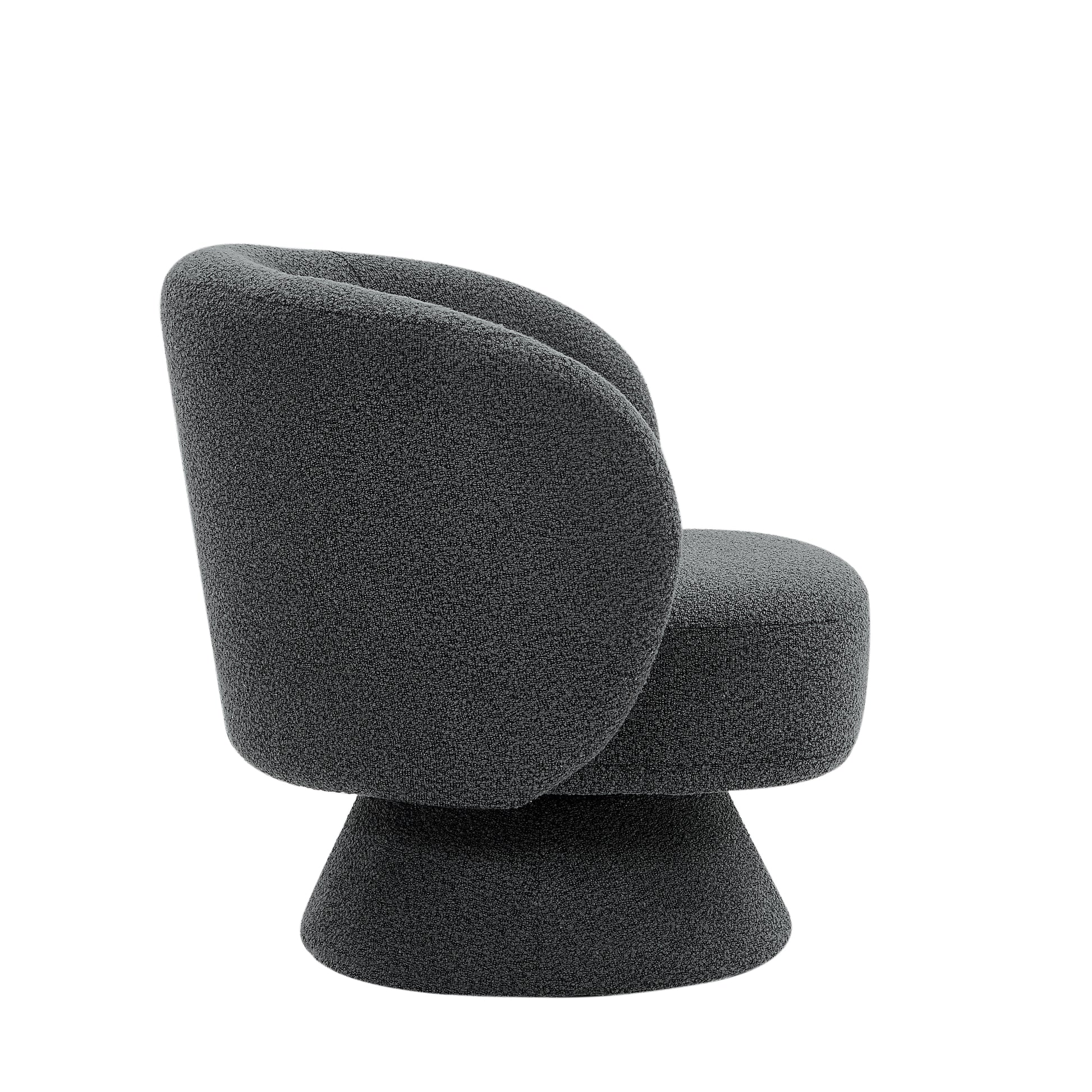 360 Degree Swivel Sherpa Accent Chair Modern Style Barrel Chair With Toss Pillows For Home Office, Living Room, Bedroom, Dark Grey Dark Gray Foam Fabric