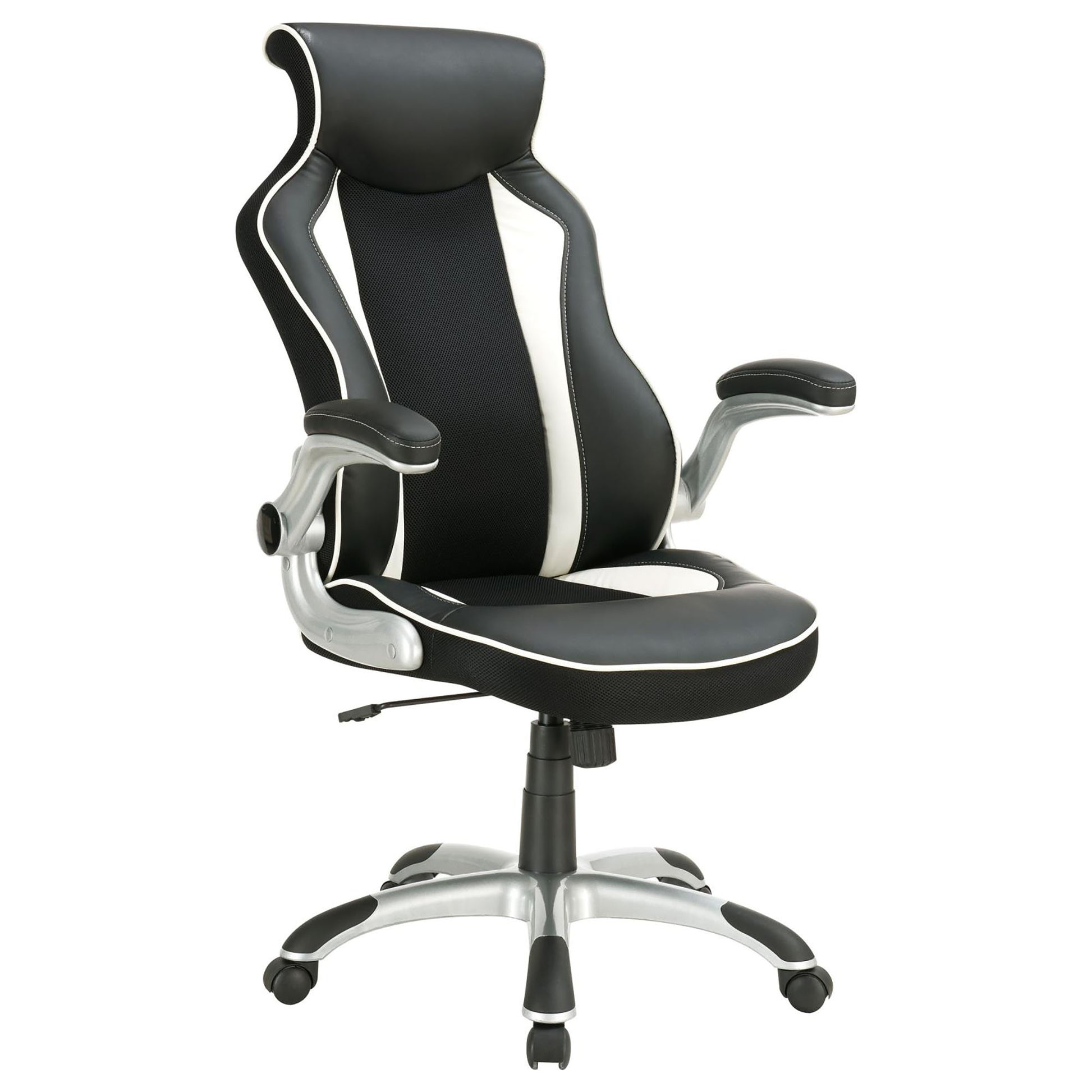 Black And Silver Adjustable Height Office Chair Black Office Spot Clean Contemporary,Modern Foam Casters Upholstered