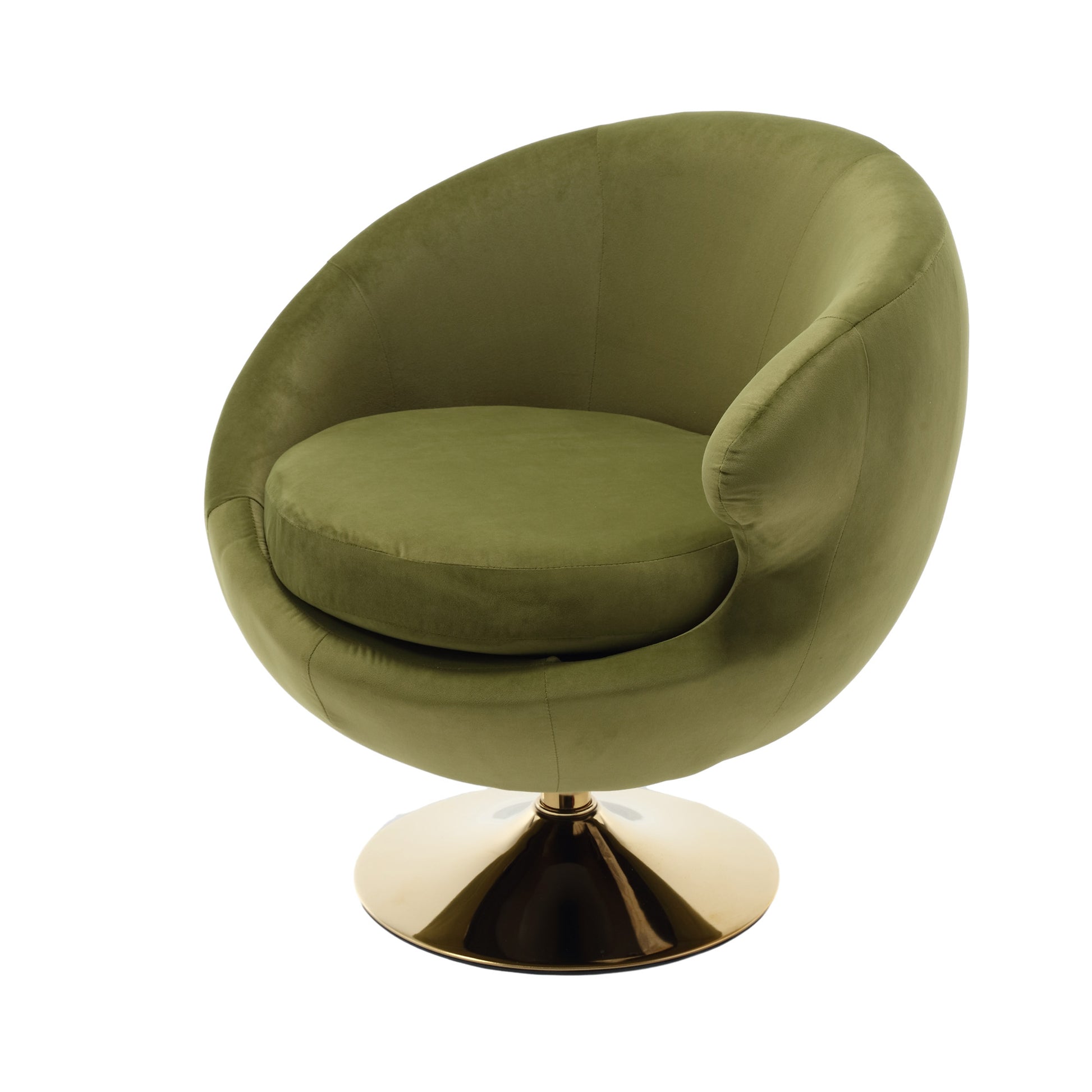 360 Degree Swivel Cuddle Barrel Accent Chairs, Round Armchairs With Wide Upholstered, Fluffy Fabric Chair For Living Room, Bedroom, Office, Waiting Rooms Olive Green Velvet