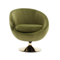 360 Degree Swivel Cuddle Barrel Accent Chairs, Round Armchairs With Wide Upholstered, Fluffy Fabric Chair For Living Room, Bedroom, Office, Waiting Rooms Olive Green Velvet