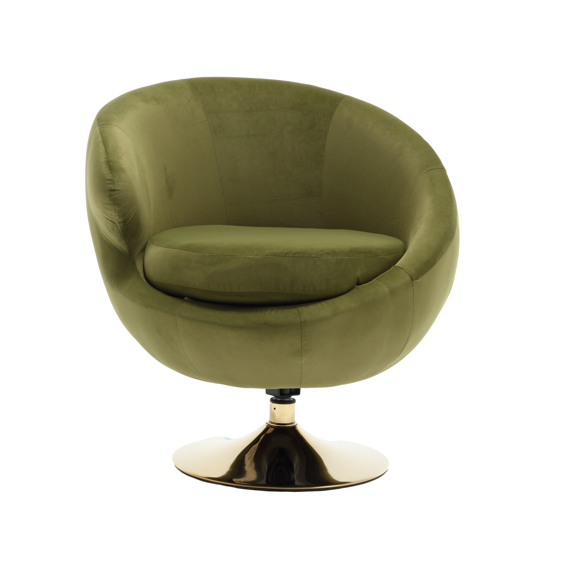 360 Degree Swivel Cuddle Barrel Accent Chairs, Round Armchairs With Wide Upholstered, Fluffy Fabric Chair For Living Room, Bedroom, Office, Waiting Rooms Olive Green Velvet