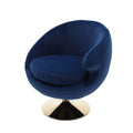 360 Degree Swivel Cuddle Barrel Accent Chairs, Round Armchairs With Wide Upholstered, Fluffy Fabric Chair For Living Room, Bedroom, Office, Waiting Rooms Navy Velvet
