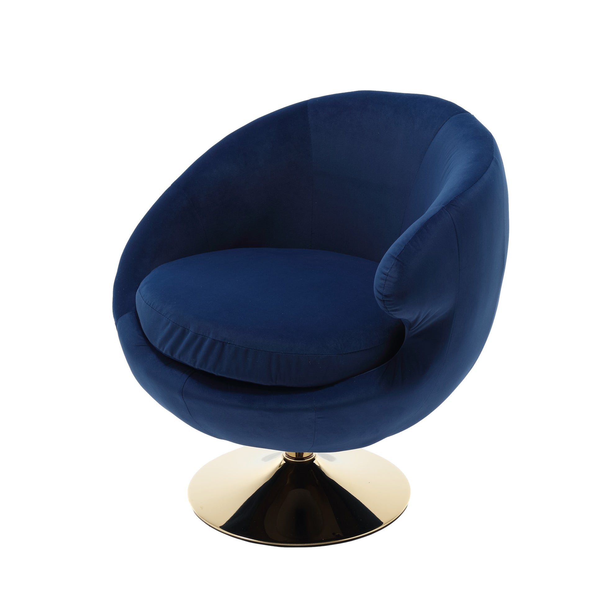 360 Degree Swivel Cuddle Barrel Accent Chairs, Round Armchairs With Wide Upholstered, Fluffy Fabric Chair For Living Room, Bedroom, Office, Waiting Rooms Navy Velvet