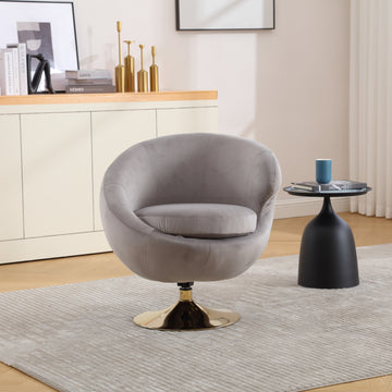 360 Degree Swivel Cuddle Barrel Accent Chairs, Round Armchairs With Wide Upholstered, Fluffy Fabric Chair For Living Room, Bedroom, Office, Waiting Rooms Gray Velvet