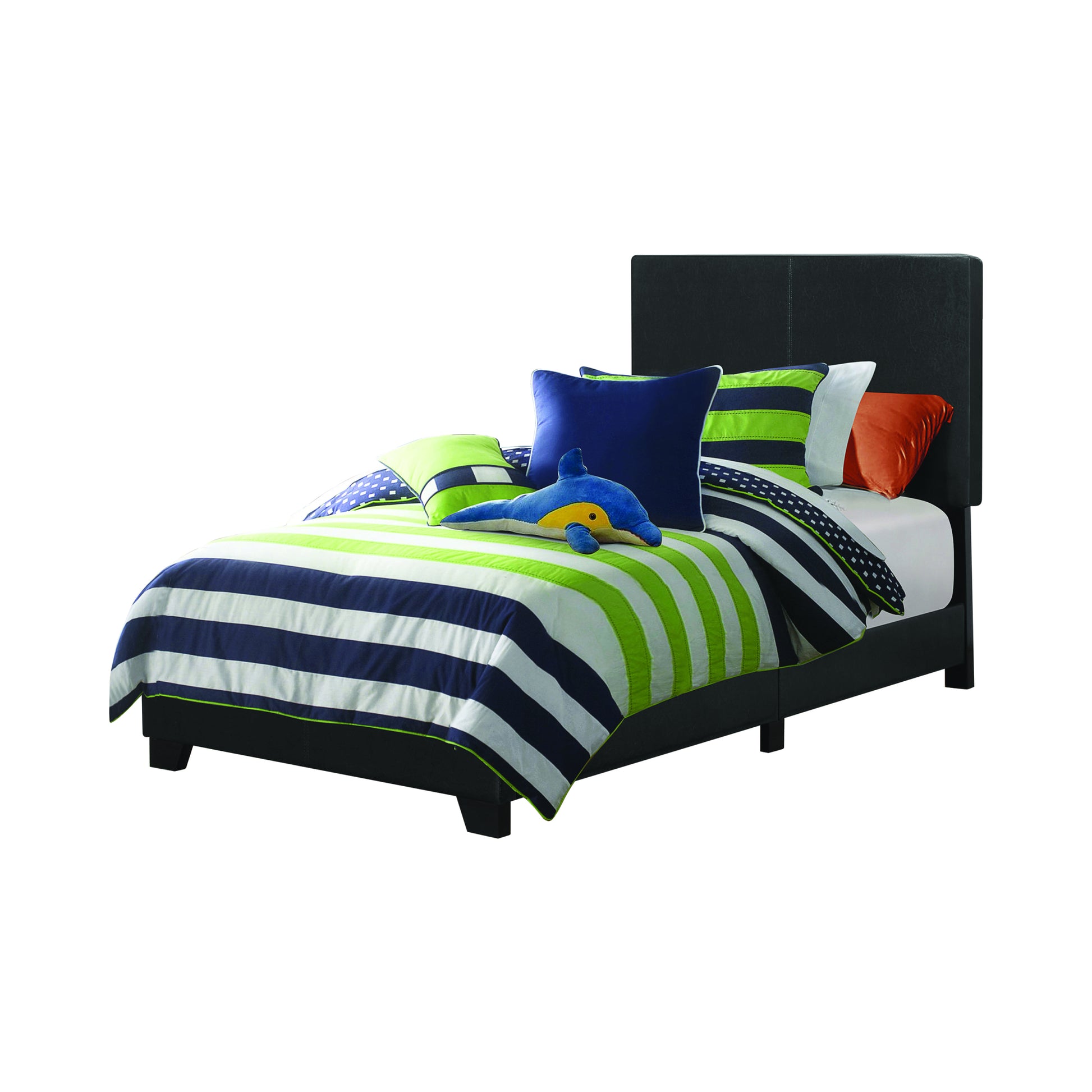 Black Twin Panel Bed Box Spring Required Twin Black Wood Bedroom Transitional Panel Faux Leather Upholstered