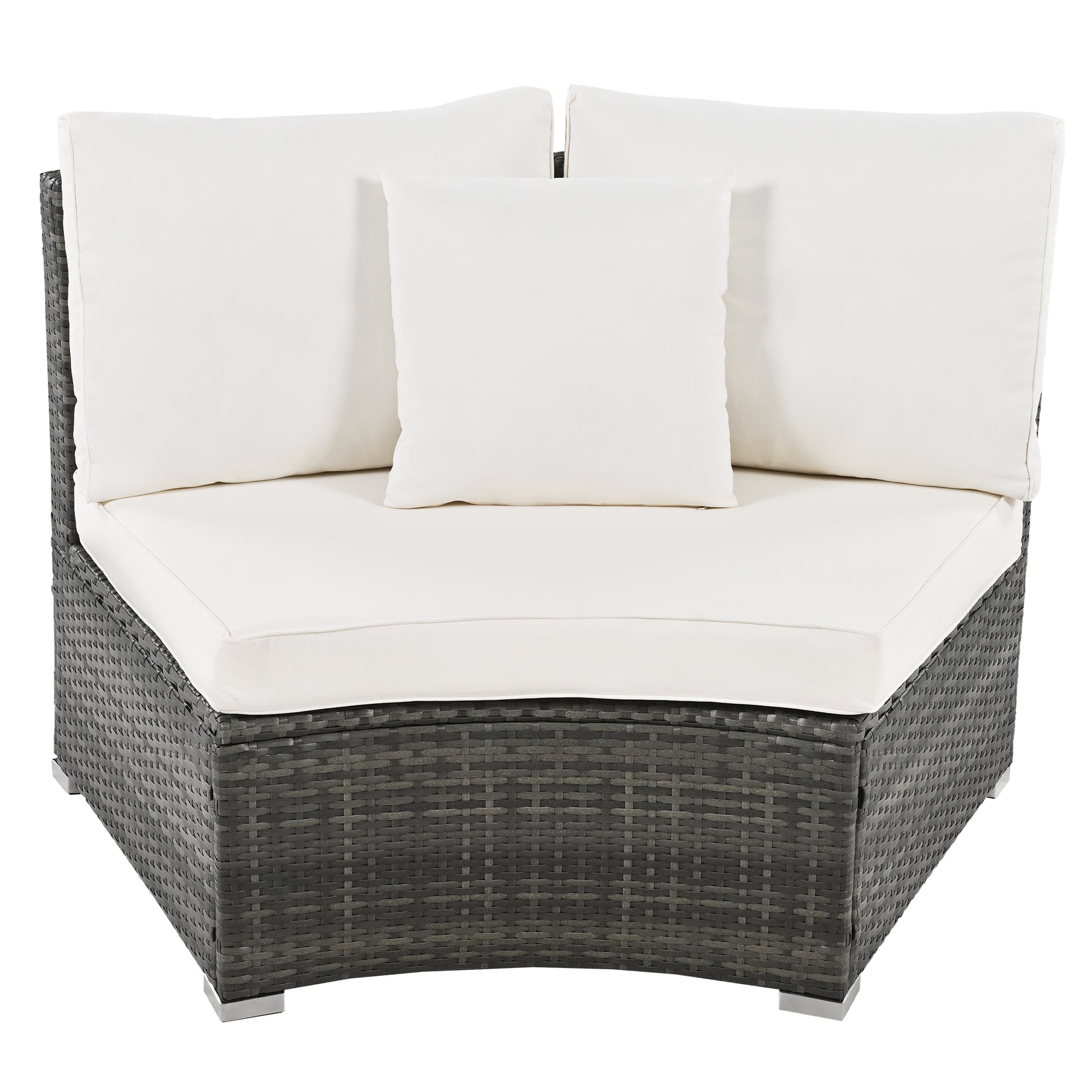 Outdoor Patio Furniture Luxury Circular Outdoor Sofa Set Rattan Wicker Sectional Sofa Lounge Set With Tempered Glass Coffee Table, 6 Pillows,Beige Yes Beige Water Resistant Frame Water Resistant Cushion Garden & Outdoor Sectional Seating Groups Foam