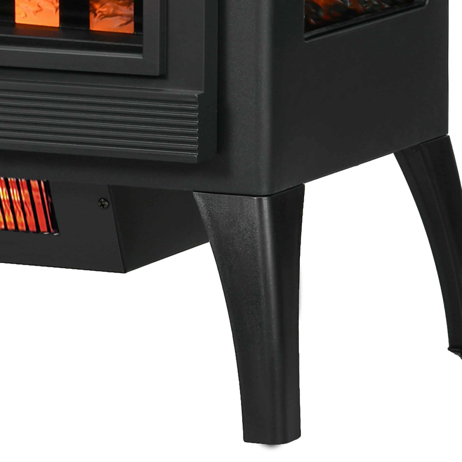 24" Electric Fireplace Stove, Freestanding Infrared Fire Place Heater With Realistic Logs Flame, Adjustable Temperature, Overheat Protection, 1000W 1500W, Black Black Abs