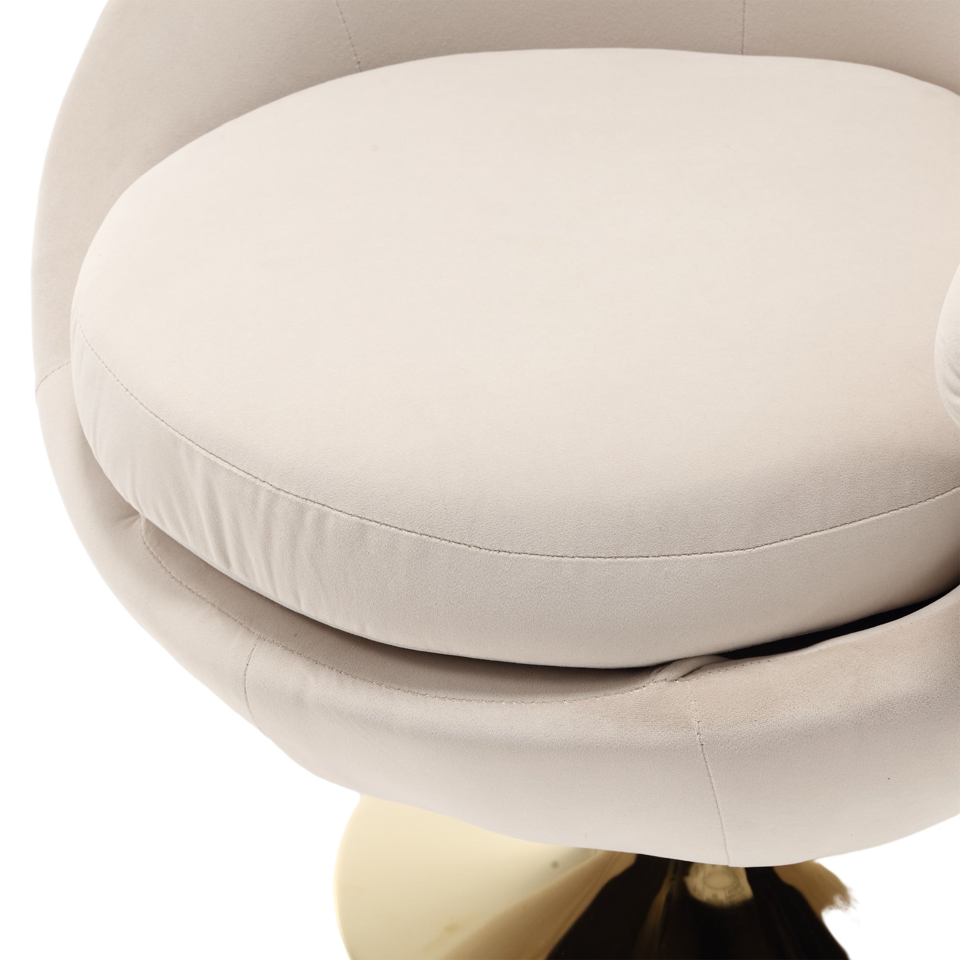 360 Degree Swivel Cuddle Barrel Accent Chairs, Round Armchairs With Wide Upholstered, Fluffy Fabric Chair For Living Room, Bedroom, Office, Waiting Rooms Beige Velvet