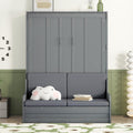 Queen Size Murphy Bed Wall Bed With Cushion,Gray Queen Gray Mdf Lvl