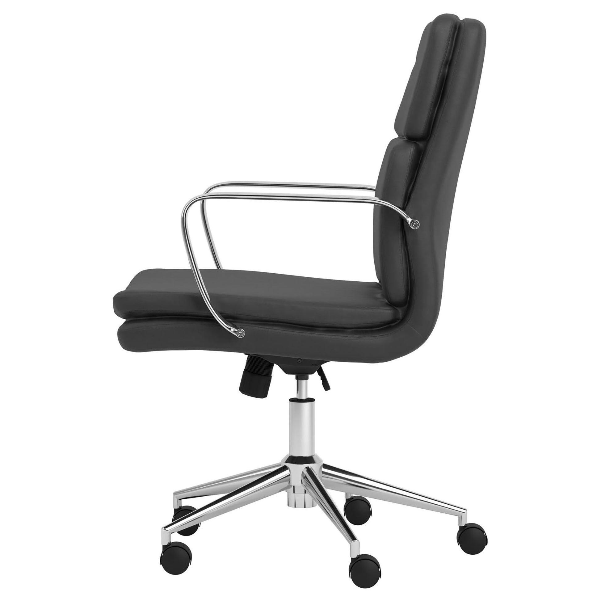 Black Height Adjustable Rolling Office Chair Black Office Contemporary,Modern Office Chairs Solid Back Foam Adjustable Height Upholstered