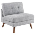 Grey Tufted Cushion Back Armless Chair Grey Primary Living Space Mid Century Modern Rubberwood Foam Upholstered