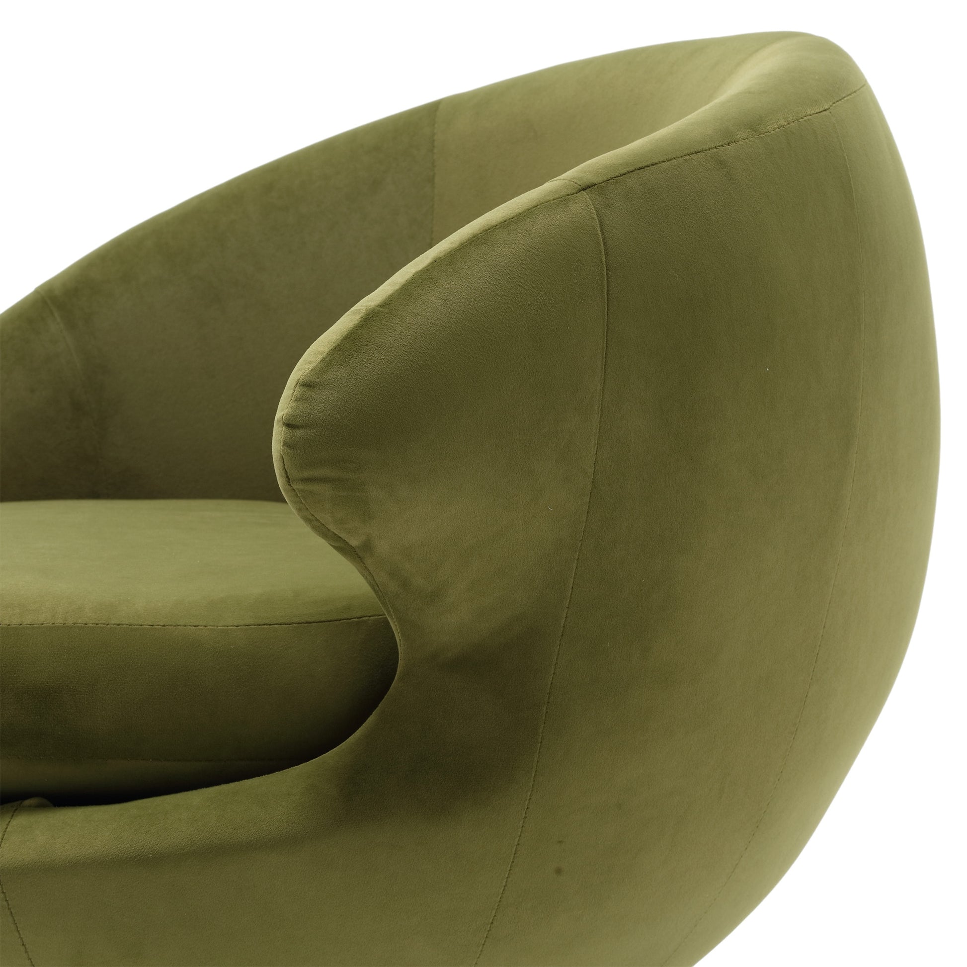 360 Degree Swivel Cuddle Barrel Accent Chairs, Round Armchairs With Wide Upholstered, Fluffy Fabric Chair For Living Room, Bedroom, Office, Waiting Rooms Olive Green Velvet