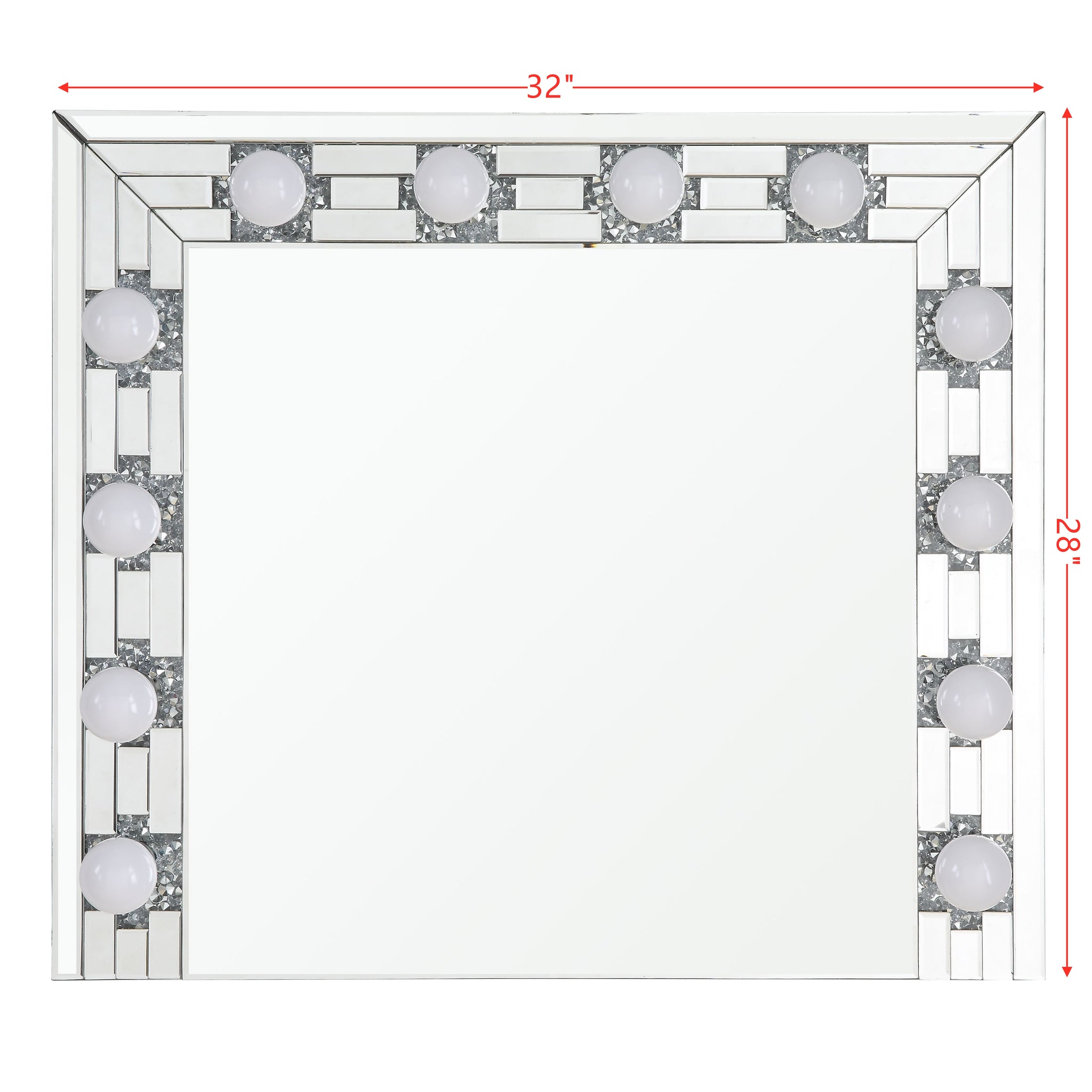 Noralie Accent Mirror Mirrored & Faux Diamonds Ac00761 Silver Glass