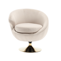 360 Degree Swivel Cuddle Barrel Accent Chairs, Round Armchairs With Wide Upholstered, Fluffy Fabric Chair For Living Room, Bedroom, Office, Waiting Rooms Beige Velvet