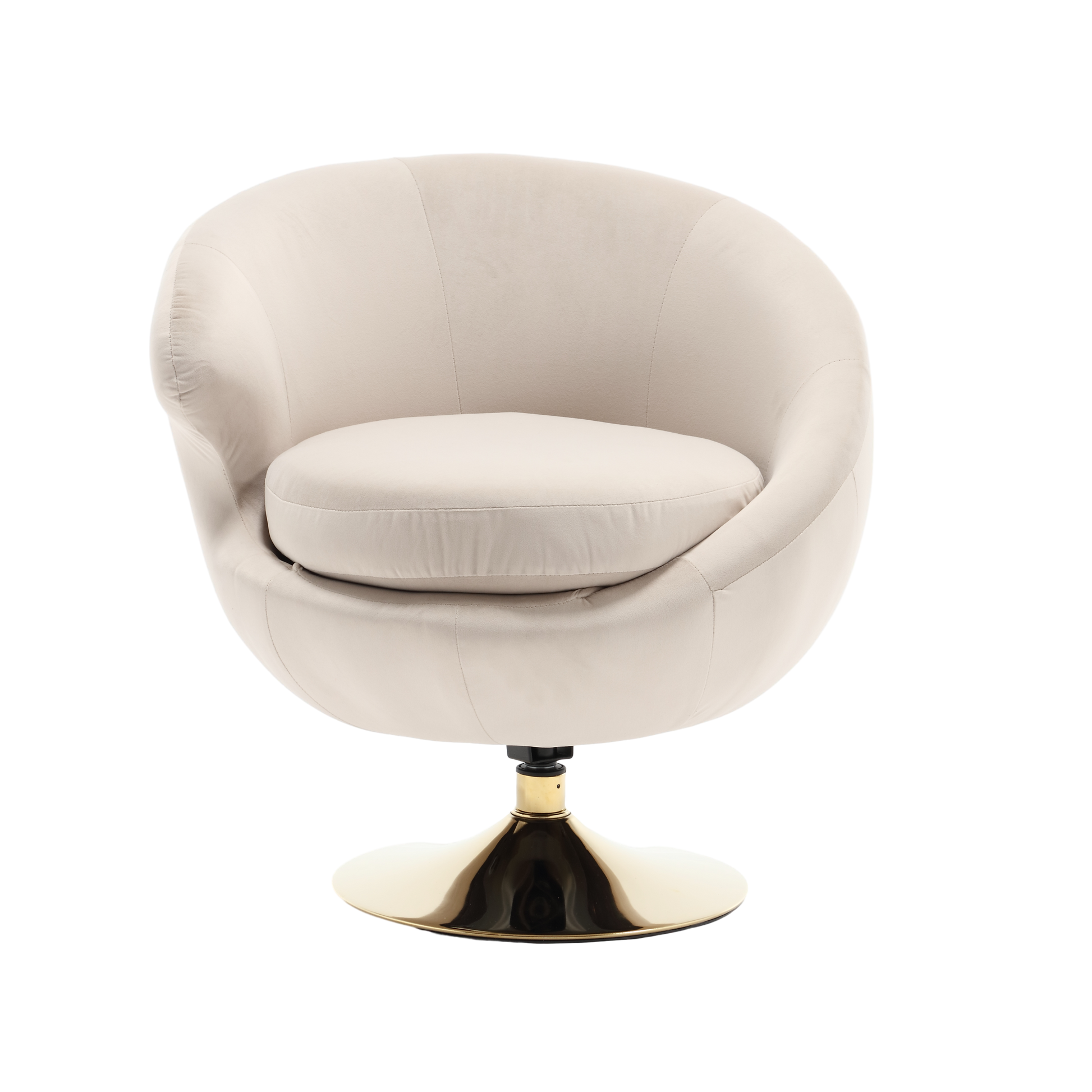 360 Degree Swivel Cuddle Barrel Accent Chairs, Round Armchairs With Wide Upholstered, Fluffy Fabric Chair For Living Room, Bedroom, Office, Waiting Rooms Beige Velvet