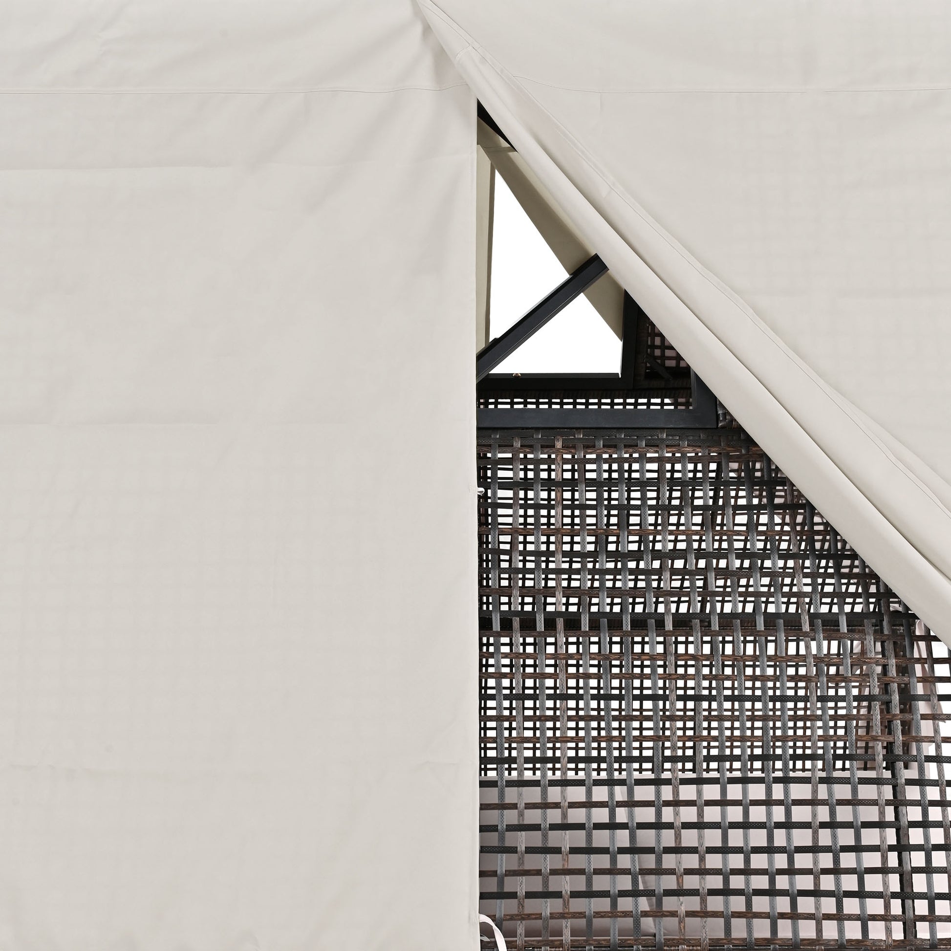 Outdoor Daybed Patio Lounge Bed With Adjustable Backrest Outdoor Double Sun Lounger With Curtains, 4 Pillows For Garden Patio Poolside Balcony Beach, Beige Yes Beige Water Resistant Frame Water Resistant Cushion Garden & Outdoor Sectional Seating Groups