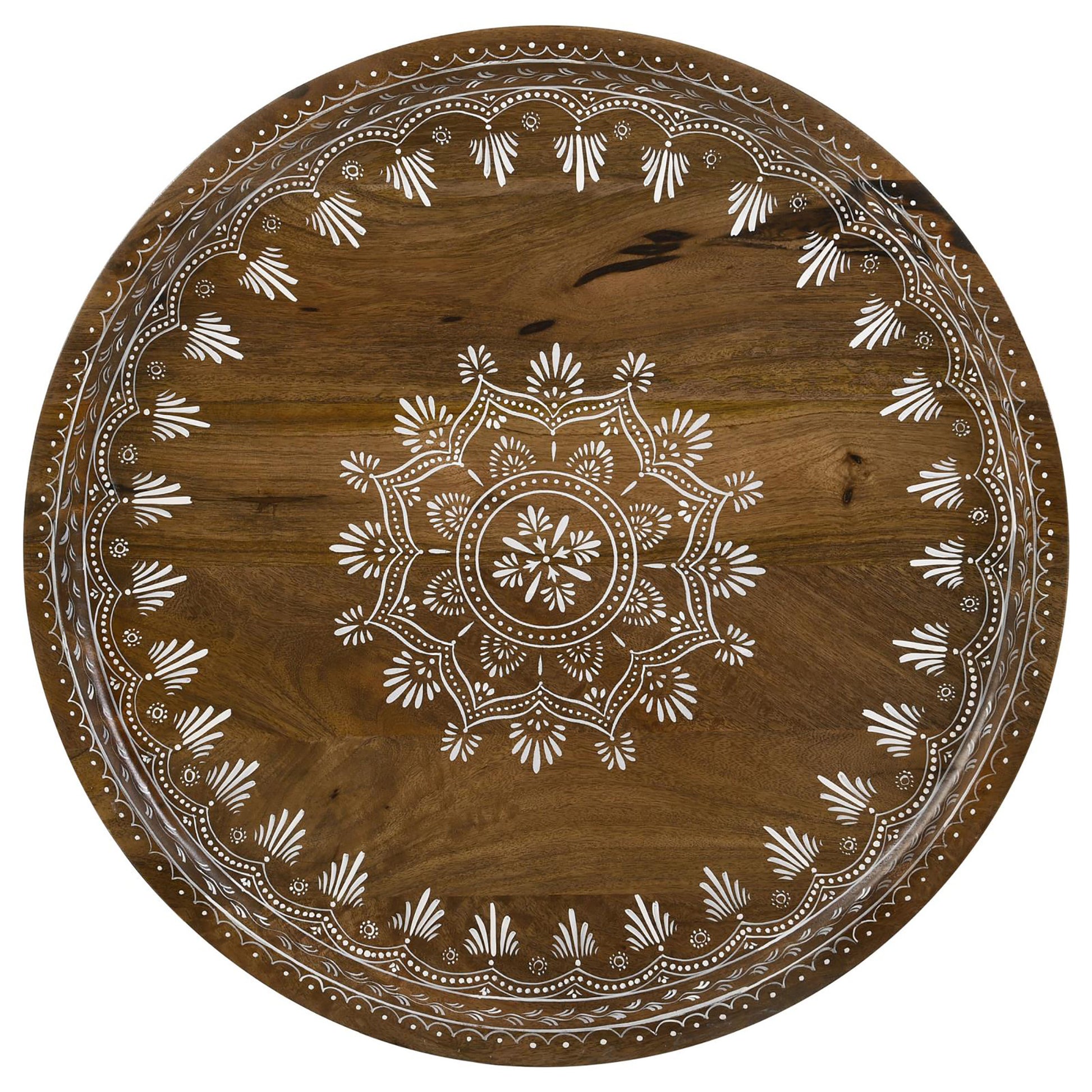 Honey And Black 2 Piece Nesting Table Brown Primary Living Space Mid Century Modern Mango Round Coffee & End Tables Wood