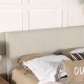 Sand Headboard With Soft Edges Ivory Wood Bedroom Transitional Pine Bed Frame Foam Upholstered