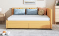 Full Size Upholstered Daybed With 2 Storage Drawers Sofa Bed Frame No Box Spring Needed, Linen Fabric Yellow Yellow Linen