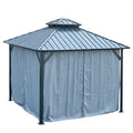 10*10Ft Patic Gazebo,Alu Gazebo With Steel Canopy,Outdoor Permanent Hardtop Gazebo Canopy For Patio, Garden, Backyard Gray Aluminium