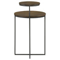 Natural And Gunmetal 2 Tier Accent Table Brown Primary Living Space Farmhouse,Rustic Mango Round Coffee & End Tables Wood