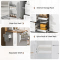 K&K Rolling Kitchen Island With Storage, Kitchen Cart With Rubber Wood Top, 3 Drawer, 2 Slide Out Shelf And Internal Storage Rack, Kitchen Island On Wheels With Spice Rack & Tower Rack, White White Kitchen Classic,European,Modern Rectangular Kitchen