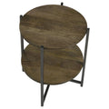 Natural And Gunmetal Accent Table With Bottom Shelf Brown Primary Living Space Transitional Shelves Coffee & End Tables Wood