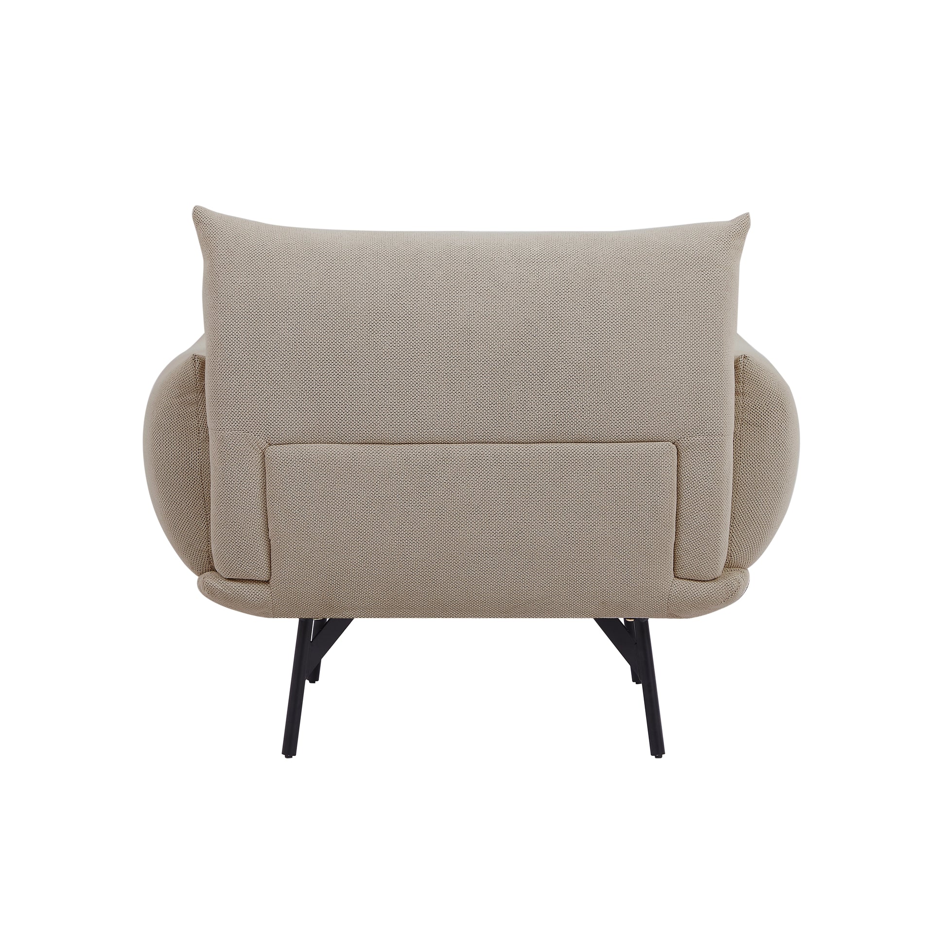 36" Modern Accent Upholstered Armchair, Beige Flannelette Fabric Reading Chair, Originality Of Shapes And Black Metal Legs Single Sofa For Bedroom, Apartment, Office, Lounge. Beige Foam Fabric