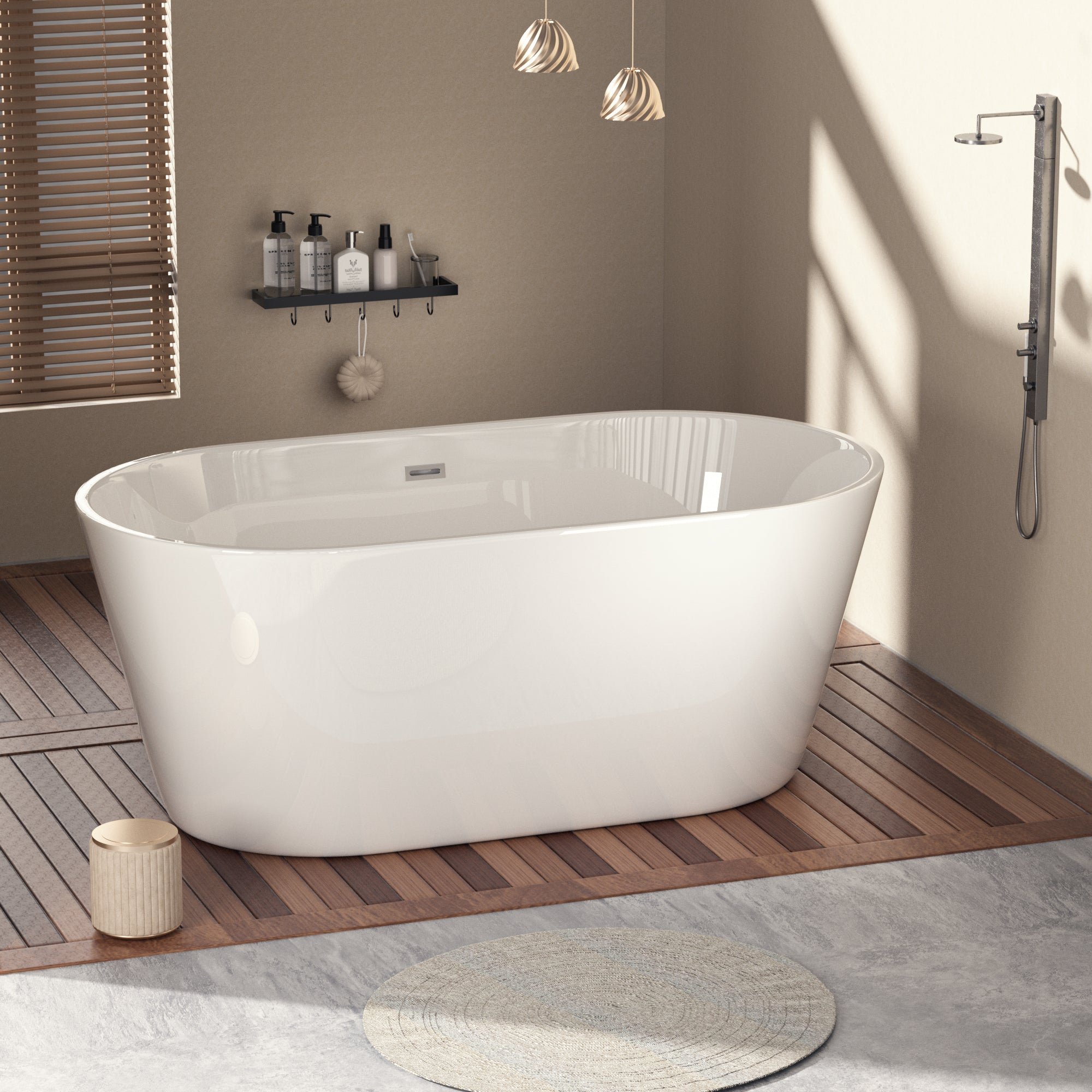 55" Acrylic Freestanding Bathtub, Contemporary Soaking Tub With Chrome Overflow And Drain, Cupc Certified For Quality Assurance, High Glossy White 24A02 55 Gloss White Acrylic