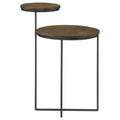 Natural And Gunmetal 2 Tier Accent Table Brown Primary Living Space Farmhouse,Rustic Mango Round Coffee & End Tables Wood