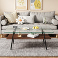 Coffee Table And End Tables Set Of 3, Tempered Glass Table With Mdf Layer, Modern Tables For Living Roomtransparent Glass Transparent Tempered Glass