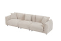 Originality Shapes Camel Lambswool Sherpa 4 Seater Sofa With Metal Legs, Solid Wood Frame Couch With 3 Pillows, Linear And Modular Version Design, Possibility Combined Armchair Current Style Camel