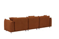 Originality Shapes Curry Lambswool Sherpa 4 Seater Sofa With Metal Legs, Solid Wood Frame Couch With 3 Pillows, Linear And Modular Version Design, Possibility Combined Armchair Current Style Brown