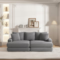 86.6 Inch Corduroy 3 Seater Sofa With 3 Back Pillows2 Toss Pillows And Two Ottoman ,Comfy Sofa Deep Seat Couch For Living Room Grey Corduroy