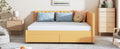 Full Size Upholstered Daybed With 2 Storage Drawers Sofa Bed Frame No Box Spring Needed, Linen Fabric Yellow Yellow Linen