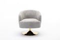 048 Chenille Fabric Accent Swivel Chair With Gold Metal Round Base,Light Gray Light Gray White Primary Living Space Modern Eucalyptus Foam Chenille