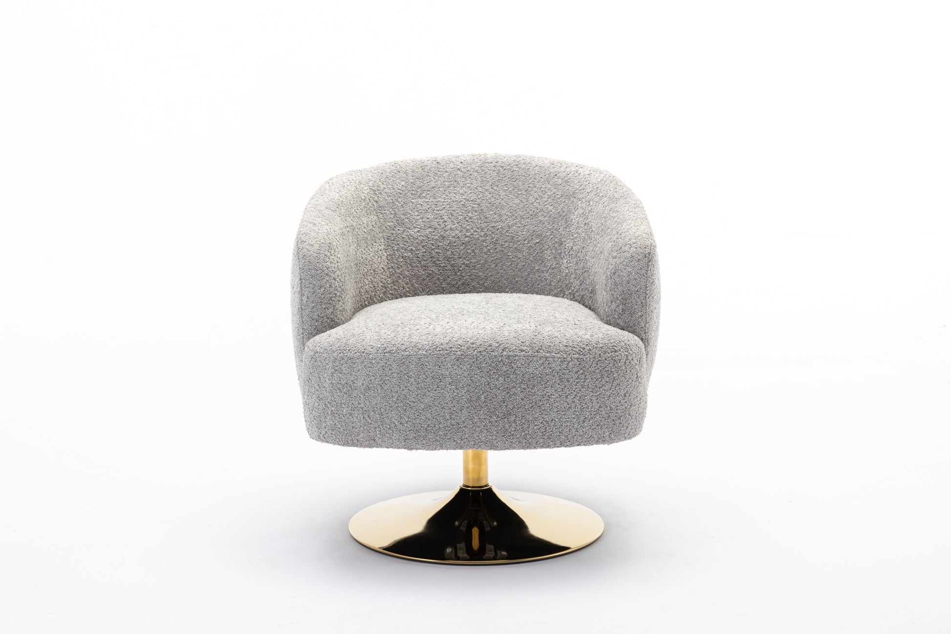 048 Chenille Fabric Accent Swivel Chair With Gold Metal Round Base,Light Gray Light Gray White Primary Living Space Modern Eucalyptus Foam Chenille