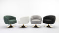 048 Chenille Fabric Accent Swivel Chair With Gold Metal Round Base,White White Primary Living Space Modern Eucalyptus Foam Chenille