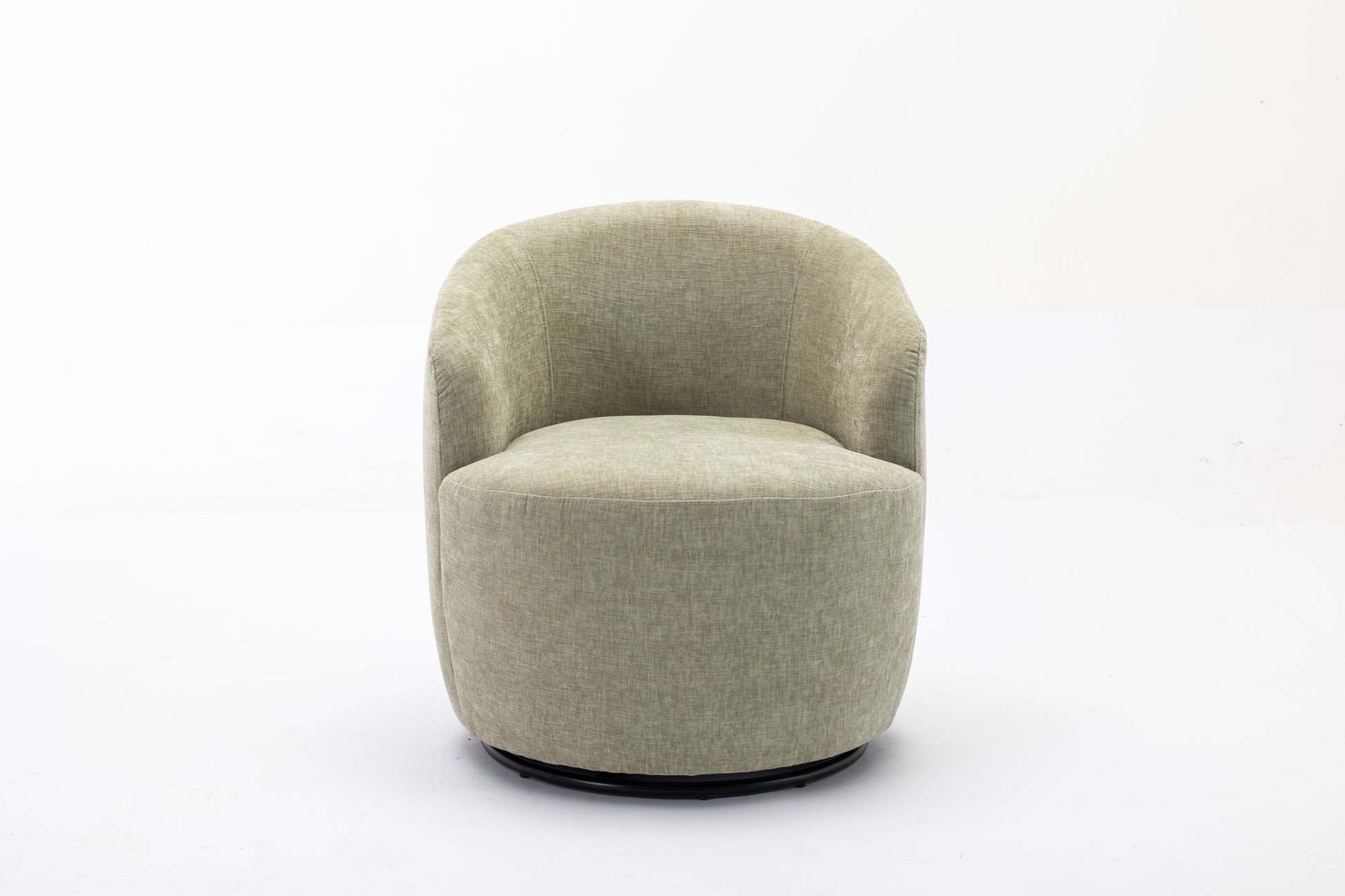 037 Chenille Fabric Swivel Accent Armchair Barrel Chair With Black Powder Coating Metal Ring,Light Green Light Green Primary Living Space Modern Eucalyptus Foam Chenille