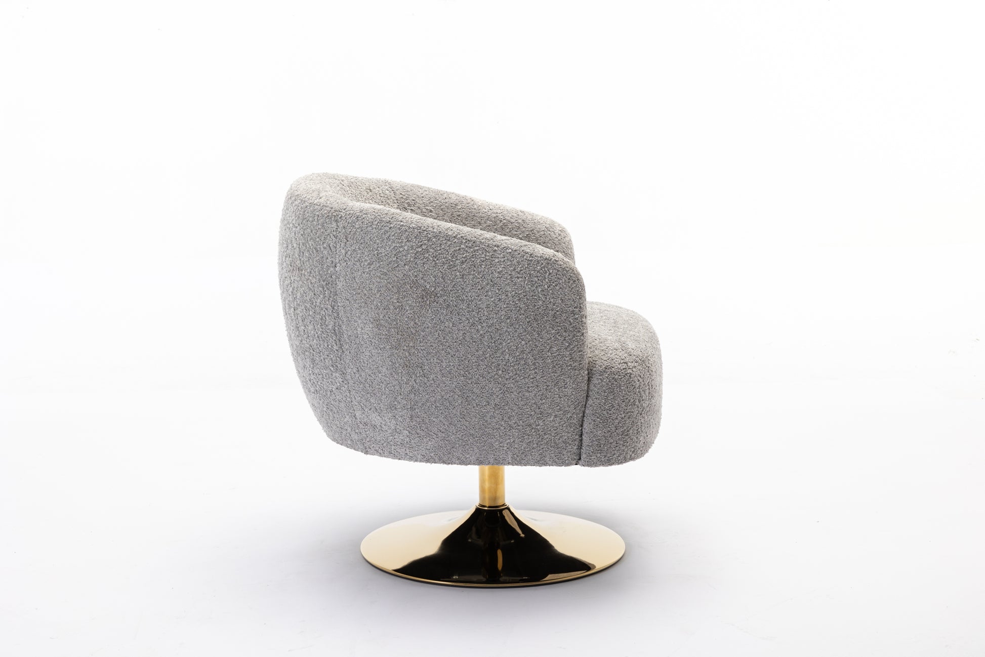 048 Chenille Fabric Accent Swivel Chair With Gold Metal Round Base,Light Gray Light Gray White Primary Living Space Modern Eucalyptus Foam Chenille