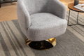 048 Chenille Fabric Accent Swivel Chair With Gold Metal Round Base,Light Gray Light Gray White Primary Living Space Modern Eucalyptus Foam Chenille