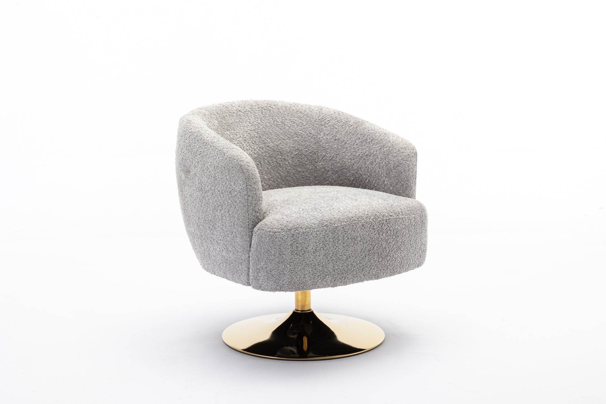 048 Chenille Fabric Accent Swivel Chair With Gold Metal Round Base,Light Gray Light Gray White Primary Living Space Modern Eucalyptus Foam Chenille