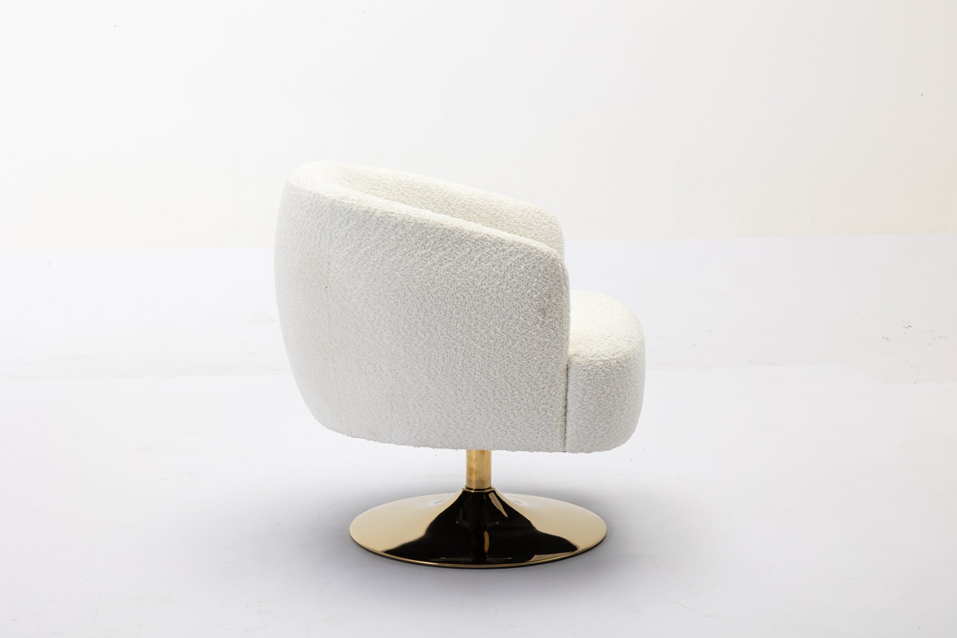 048 Chenille Fabric Accent Swivel Chair With Gold Metal Round Base,White White Primary Living Space Modern Eucalyptus Foam Chenille