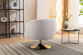 048 Chenille Fabric Accent Swivel Chair With Gold Metal Round Base,White White Primary Living Space Modern Eucalyptus Foam Chenille