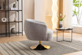 048 Chenille Fabric Accent Swivel Chair With Gold Metal Round Base,Light Gray Light Gray White Primary Living Space Modern Eucalyptus Foam Chenille