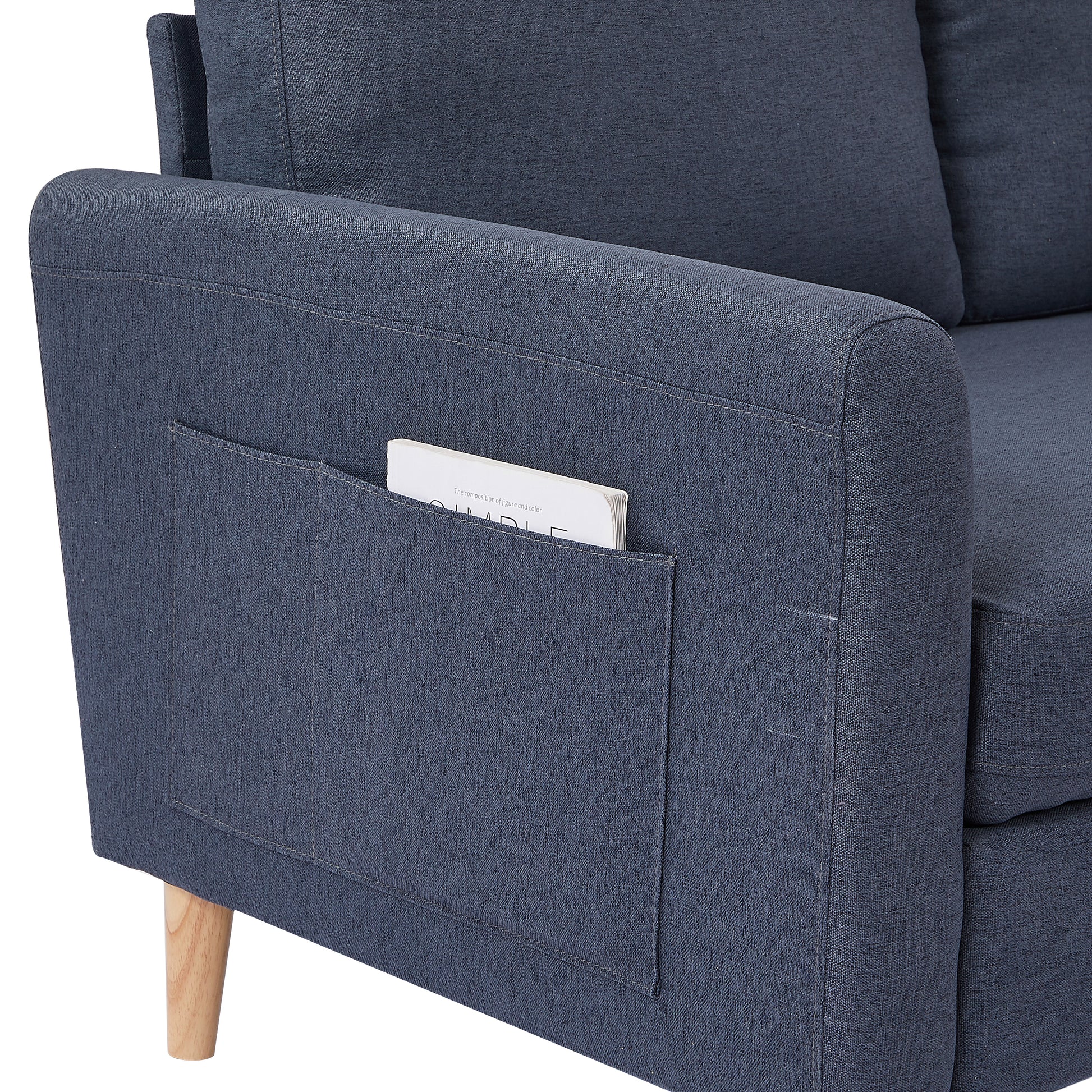 Adjustable L Shaped Sofa Bed With Chaise Blue Grey, Upholstered Fabric Sleeper Sectional Sofa With Chaise Modern Craftsman Fashion Sofa Set, Apartment Living Room Sofa With For Small Space Blue Gray Fabric