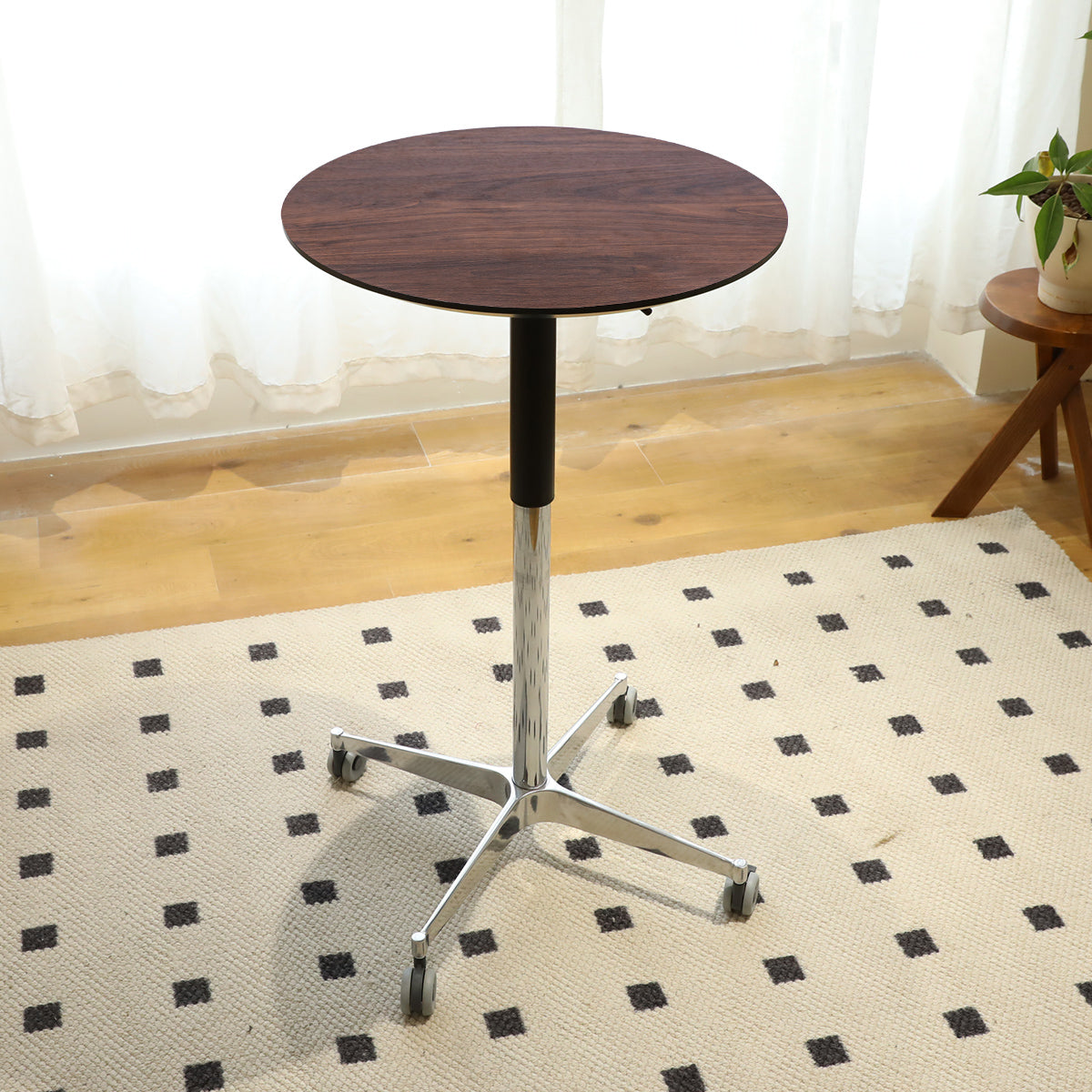 Movable Adjustable Bar Table Pub Table 360 Swivel Counter Bar Height Aluminum Star Base Movable For Stand Desk Bistro Table Dining Room Home Kitchen Table Brown Aluminium Alloy